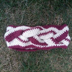Burgundy and Cream colored Head Band